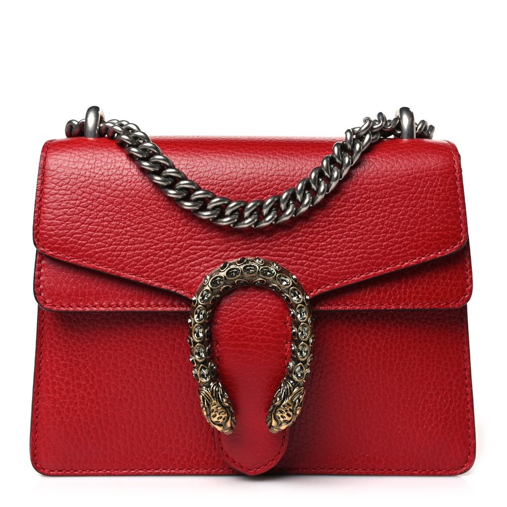 AUTHENTIC GUCCI Red Leather Dionysus Shoulder Bag